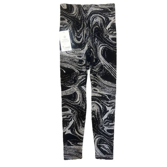 Athleta Women's Small Aurora Shine Tight Leggings Black Marble Silvee‎ Seamless - Picture 2 of 8